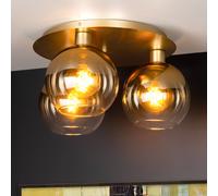 Lucide Marius plafón, dorado, Ø 50 cm, cristal, 3 luces