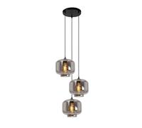 LUCIDE MEDINE - Pendelleuchten - Ø 46 cm - 3xE27 - Rauchfarbe Grau