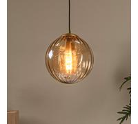 Lucide Monsaraz lámpara colgante, Ø 25 cm, ámbar. Cristal, 1 luz