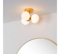 Lucide Plafón para baño Trudy, 3 luces, oro mate/opalino