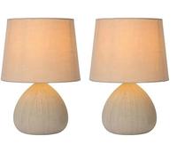 LUCIDE RAMZI - Lámpara de mesa - Ø 18 cm - 1xE14 - Beige (Paquete de 2)