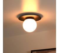 Lucide Tricia plafón, negro, Ø 25 cm, cristal, 1 luz, E27
