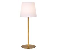 LUCIDE TYON - Lámpara de mesa recargable para interior-exterior (batería-batería, diámetro de 15 cm, luz LED DIM, IP65, dorado-latón mate)