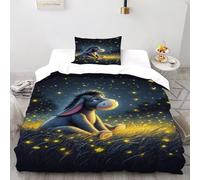 Luciérnagas de Eeyore Funda Edredon 2 Piezas 3D Estampado Animal Themes Wildlife con Cremallera Y Funda De Almohada Single(135x200cm) Microfibra Juego De Cama para