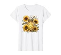 Luciérnagas y Girasoles Vintage Garden Firefly Jar Meadow Camiseta gráfica económica, Mujer, Blanco, L