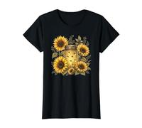 Luciérnagas y Girasoles Vintage Garden Firefly Jar Meadow Camiseta gráfica económica, Mujer, Negro, S