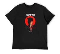 Lucifer What's Your Desire Tom Ellis Satan Men's T-Shirt Unisex Black Cotton Hip Hop Print tee Shirts M