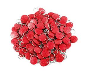 LUCINE 100pcs RFID Keyfobs 125KHz Tarjeta de identificación de proximidad TK4100/EM4100 Key fob Token Tag para el sistema de control de acceso de entrada de puerta al por mayor (100ID Roja)