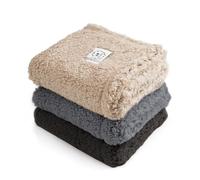 luciphia 1 Confezione da 3 Coperte per Cani Gatti Premium Soffici Beige+Negro+Grigio L (76 x 104 cm)