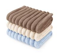 luciphia 3 Piezas de Paquete Mantas para Perros Gatos, Lavables a Máquina Franela Suave y Duradera, Manta para Perro Protección de Coche Cama Sofá Marrón Beige Azúl 52_x_76_cm