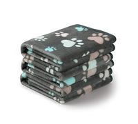 luciphia 3 Piezas de Paquete Mantas para Perros Gatos Mascotas Paños Estampados y Suaves Gris Patas de Corazón Medium (76 * 52cm)