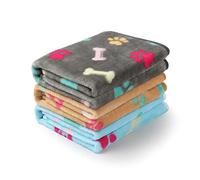 luciphia 3 Piezas de Paquete Mantas para Perros Gatos Mascotas Paños Estampados y Suaves Multicolor Hueso Medium (76 * 52cm)