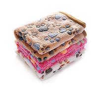 luciphia 3 Piezas de Paquete Mantas para Perros Gatos Mascotas Paños Estampados y Suaves Pata Multicolor Large (104 * 76cm)