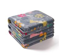 luciphia 3 Piezas de Paquete Mantas para Perros Gatos Mascotas Paños Estampados y Suaves Patte Os Grise Large (104 * 76cm)
