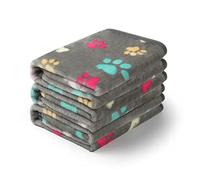 luciphia 3 Piezas de Paquete Mantas para Perros Gatos Mascotas Paños Estampados y Suaves Patte Os Grise Small (60 * 40cm)