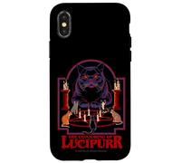 Lucipurr Cat Conjuring Sarcastic Retro Funny Adult Humor Carcasa para iPhone X/XS