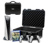 Luck&Link El paquete de viaje de casco duro es compatible con la consola PlayStation 5, los accesorios impermeables ps5 maleta, con espuma personalizada, para versiones estándar y digitales (para ps5)