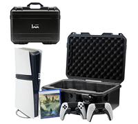 Luck&Link El Paquete de Viaje de Casco Duro es Compatible con la Consola PlayStation 5 Pro, los Accesorios Impermeables ps5 Pro Maleta, con Espuma Personalizada, para Versiones estándar y Digitales