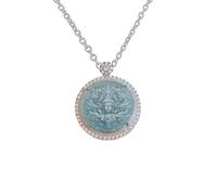 Luck Trader Collar con colgante de Buda Guanyin de cristal de jade y plata de ley certificada, cadena de 45,7 cm, colgante de 3,5 cm de diámetro.