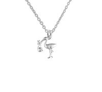 Luck Trader Collar con colgante de cigüeña de plata de ley con cadena de 46 cm, plata 925, regalo para nueva mamá, regalo para baby shower