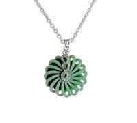 Luck Trader Collar con colgante de flor de amor de cristal de jade y plata de ley certificada, cadena de 45,7 cm, colgante de 2,5 cm de diámetro.
