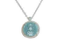 Luck Trader Collar con colgante de jade y plata de ley certificada de la diosa de la misericordia, cadena de 45,7 cm, colgante de 3,5 cm de diámetro.