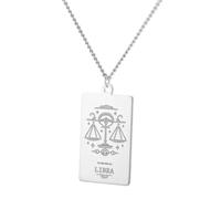 Luck Trader Collar con colgante del zodiaco en oro o plata con guía espiritual sabiduría, Acero inoxidable