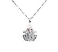 Luck Trader Feng Shui - Collar con colgante de sapo de la suerte de acero inoxidable chapado en plata