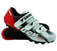 LUCK Zapatillas de Ciclismo Extreme 3.0 MTB,con Suela de Carbono y Triple Tira de Velcro de sujeción ademas de Puntera de Refuerzo. (48 EU, Rojo)
