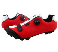 LUCK Zapatillas de Ciclismo MTB ÍCARO con Suela de Carbono y Sistema rotativo de precisión acompañada de un Velcro. (37 EU, Rojo)