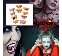 LUCKDANO 10 Piezas de Dientes Feos de Halloween - Modelo Divertido de Dentadura Postiza de Broma de Fiesta - Disfraces de Juegos de Rol para Adultos y Niños Accesorios de Goma No Tóxicos para
