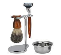 LUCKDANO 4pcs Professional Men Shaving Kit Traditional Manual Shaving Brush Soap Bowl shearing Holder Set con Marco Resistente para un Fácil Almacenamiento, un Tazón de Acero Inoxidable