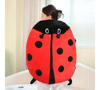 LUCKDANO Almohada de Mariquita Usable | Linda Felpa Portátil para Dormir Cálida | Almohada de Mariquita Gigante de Gran Tamaño de 100 Cm/39,4 Pulgadas para Niños y Adultos | Decoración para Aliviar