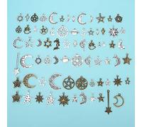 LUCKDANO Amuletos de Sol y Luna, Joyas que Hacen Suministros de Solar Luna Estrella Colgante de Pendientes de Aleación de Pulsera Pulsera de Bricolaje Accesorios Accesorios Materiales de Joyería