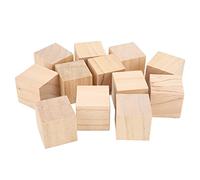 LUCKDANO Bloque de Madera sin Terminar - 12 Cubos Pequeños para Manualidades de Madera de Pino - para Proyectos de Bricolaje y Decoración del Hogar |Aprox.Tamaño de 4 cm.