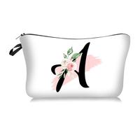 LUCKDANO Bolsa de Tocador para Mujeres Bolsas Cosméticas de Viaje Bolsa de Maquillaje Elegante Diseño de Letras de Letra Gran Capacidad con Amplio Almacenamiento para Elementos (A)