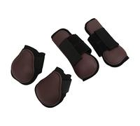 LUCKDANO Botas de Férula para Caballos, Botas de Caballos de Montar a de Soporte de Absorbente 4 Piezas de Pierna de para Competencia de Paseos Equipos Ecuestres (Conjunto marrón M)