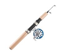 LUCKDANO Caña de Pescar en Hielo Caña de Pescar Telescópica de 26 Pulgadas con Juego de Carrete: de EVA Portátil, Cuerpo de Metal, Ideal para Accesorios de Pesca en Hielo de Invierno (Blue)