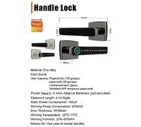 LUCKDANO Cerradura de Puerta Inteligente con Huella Digital con manija: Entrada sin Llave 4 en 1, Control de Aplicación, 100 Huellas Digitales y 50 Códigos de Acceso, Construcción Duradera de