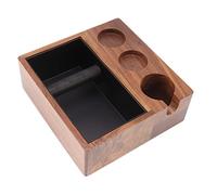 LUCKDANO Coffee Knock Box Coffee Knock Box Estación de Apisonamiento de Madera de Nogal - Soporte de Manipulación de café de 3 Orificios para de 51 Mm y 54 Mm - Perfecto para Baristas Caseros (#1)