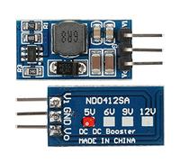 LUCKDANO DC Step Up DC- Step-Up Module Boost Converter ND0412SA, 93% de dmite 5V/6V/9V/12V, Paquete de 2 para Dispositivos Electrónicos Pequeños de Servicio. (5V)