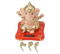 LUCKDANO Decoración de la Estatua de Baile de Ganesha con Energía Solar para el Tablero de Automóviles en el Hogar con Material ABS Buena Suerte Riqueza Prosperidad