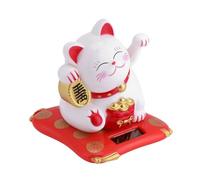 LUCKDANO Decoración para el Hogar o el Coche con un Lindo Gato de la Suerte Que Funciona con Energía Solar : Trae Buena Fortuna y Riqueza. (White)