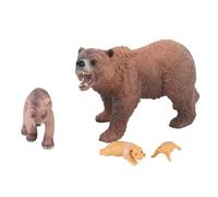LUCKDANO Estatua de Oso Oso 4 Piezas Estatua de Ciclo de Crecimiento de Pardo - Figura de Animal de PVC Detallada Realista para Decoración del Hogar, Exhibición de Oficina y Decoración de Fiestas