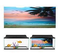 LUCKDANO Fondo del Acuario, Accesorios de Dragón Barbudos Terrario Terrario PVC Adhesivo Se Marea Sunset Nubes Patrón de Fondo Aquarium Posteros de para la Decoración de la Caja de Pescado (61*30CM)
