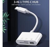 LUCKDANO Hub Tipo C 3 en 1 - Adaptador Tipo C a USB2.0 + SD + TF para Dispositivos - Función OTG, Liviano y Portátil para Compartir Archivos y Conectividad de Manera Eficiente