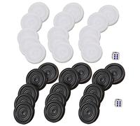 LUCKDANO Juego de Fichas de Damas de Backgammon de Plástico de 22 Mm - 32 Piezas Que Incluyen 15 Fichas Negras y 15 Blancas con 2 Dados - Diversión Segura y No Tóxica para Niños Juegos Familiares