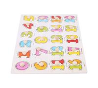 LUCKDANO Juguete de Rompecabezas Cognitivo de Madera para Niños, Juego Educativo de Aprendizaje con Agarre Redondo para Reconocimiento de Números, Animales, Frutas e Interacción Entre e (A3002