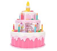 LUCKDANO Juguete para Tarta de Cumpleaños, Juguete Eléctrico Giratorio para Tarta de Cumpleaños, Color Rosa, Divertida Vela Falsa con Luz y Música, Ideal para Niños a Partir de 3 Años (Rosado)