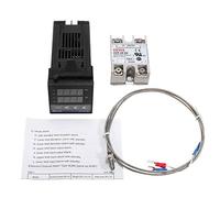 LUCKDANO Kit de Controlador de Temperatura Inteligente REX-C100 con Termopar de Sonda SSR-40 DA + K + Disipador de Calor - Control PID Preciso para Energía Eléctrica, Industria Química y